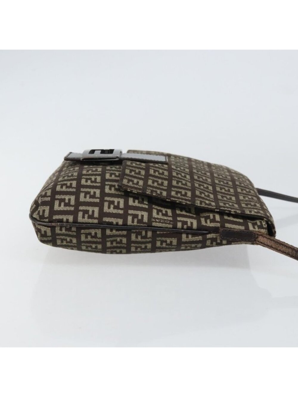 Authentic FENDI Zucchino Canvas Mamma Baguette Shoulder Bag Brown Silver - Picture 11 of 16